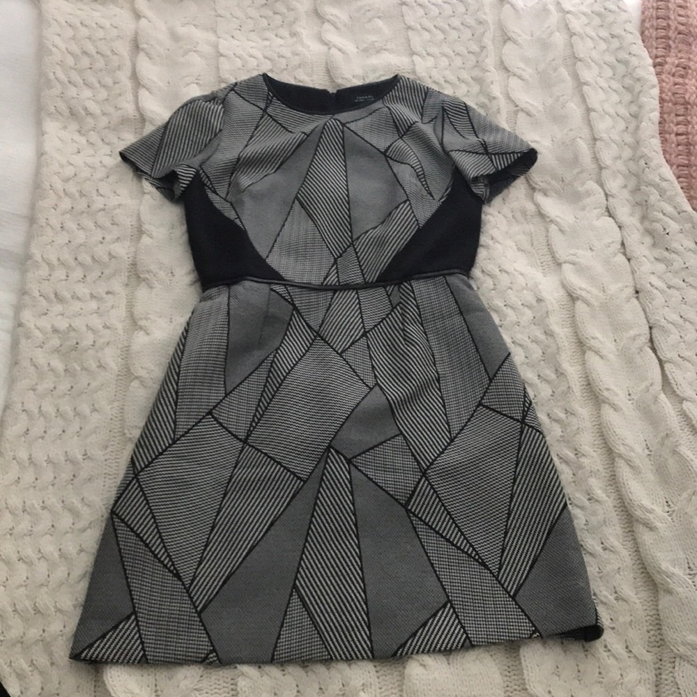Black geometric knit dress